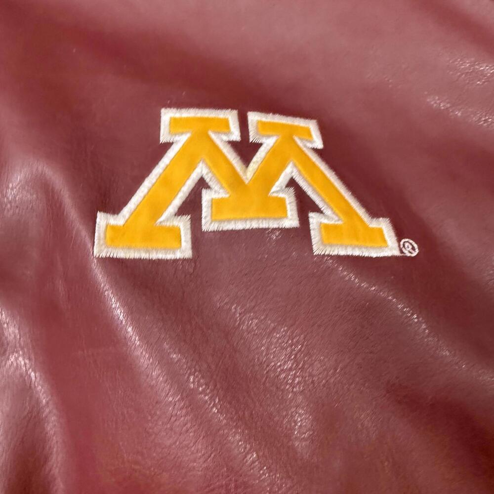 Steve & Barry’s Minnesota Golden Gophers Bomber Jacket Faux Leather Coat Mens XL - Picture 4 of 9